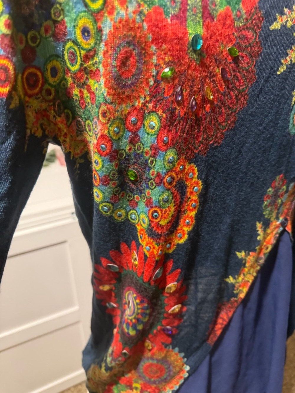 Desigual Navy Multicolor Floral Turtleneck Tunic - Picture 2 of 9
